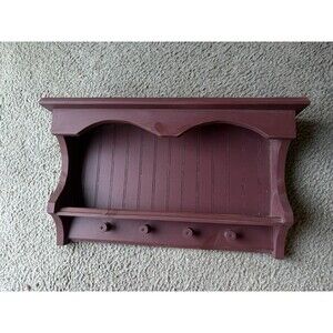 WOOD COAT RACK 24" WINE RED  WALL DISPLAY W Pegs